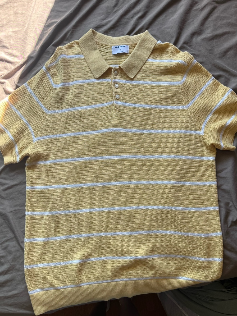 Old Navy Yellow and White Striped Polo